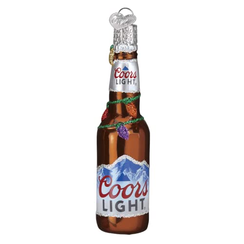 Old World Christmas Holiday Coors Light Bottle Glass Blown Ornament for Christmas Tree, Handcrafted Holiday Decoration, Beer Collection