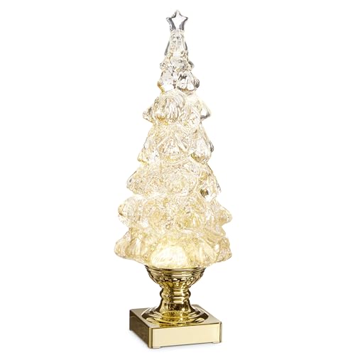 RAZ Imports 2022 Holiday Water Lanterns 13.75" Gold Lighted Swirling Glitter Tree
