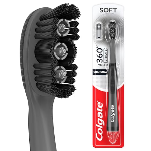 Colgate 360 Vibrate Charcoal Battery Powered Electric Toothbrush, Soft