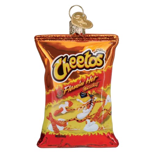 Old World Christmas Flamin' Hot Cheetos Glass Blown Ornament for Christmas Tree, Handcrafted Holiday Decoration, Snack Collection