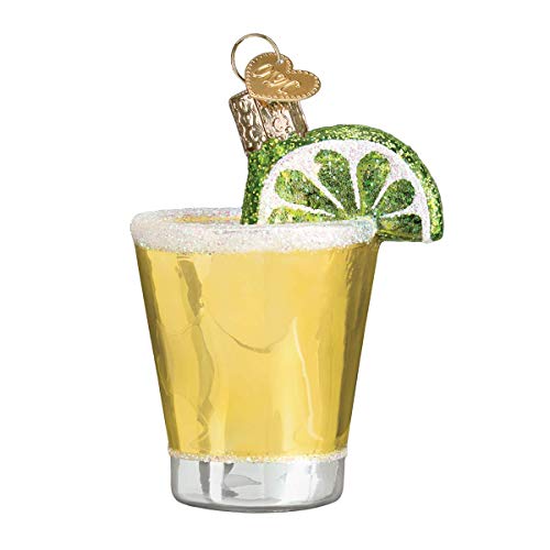 Old World Christmas Tequila Shot Glass Blown Ornament for Christmas Tree, Handcrafted Holiday Decoration, Adult Beverages Collection