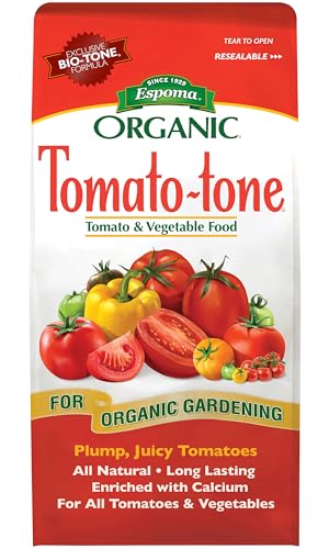 Espoma Organic Tomato-Tone 3-4-6 with 8% Calcium. Organic Fertilizer for All Types of Tomatoes and Vegetables. Promotes Flower and Fruit Production. 4 lb. Bag