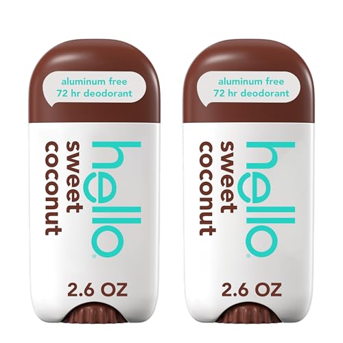 hello Sweet Coconut Aluminum Free Deodorant, 2.6 oz Stick Deodorant (2 Pack)