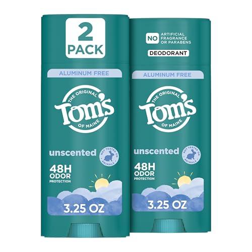 Tom's of Maine Unsecented Aluminum Free Natural Deodorant, 3.25 oz (2 Pack)