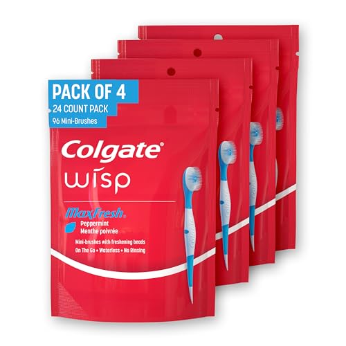 Colgate Wisp Disposable Toothbrushes for Travel, Pack of 4, 96 Total Count