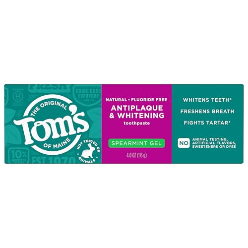 Tom's of Maine Antiplaque and Whitening Toothpaste Gel, Spearmint, 4 oz