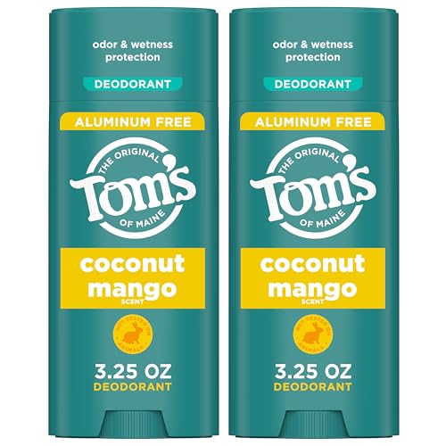 Tom's of Maine Coconut Mango Aluminum Free Natural Deodorant For Women & Men 3.25 oz (2 Pack)
