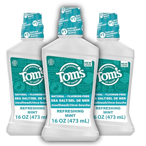 Tom's of Maine Sea Salt Fluoride Free Mouthwash, Mint, 3 Pack, 16 fl oz
