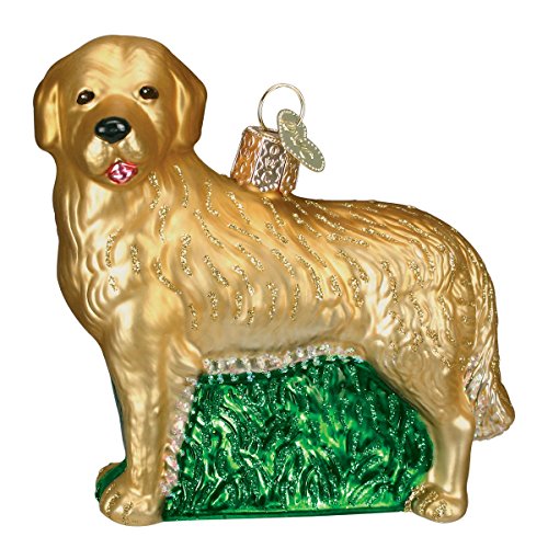 Old World Christmas Golden Retriever Glass Blown Ornament for Christmas Tree, Handcrafted Holiday Decoration, Dog Collection