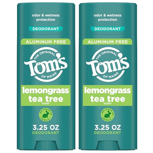Tom’s of Maine Lemongrass Tea Tree Aluminum Free Natural Deodorant For Women & Men 3.25 oz (2 Pack)