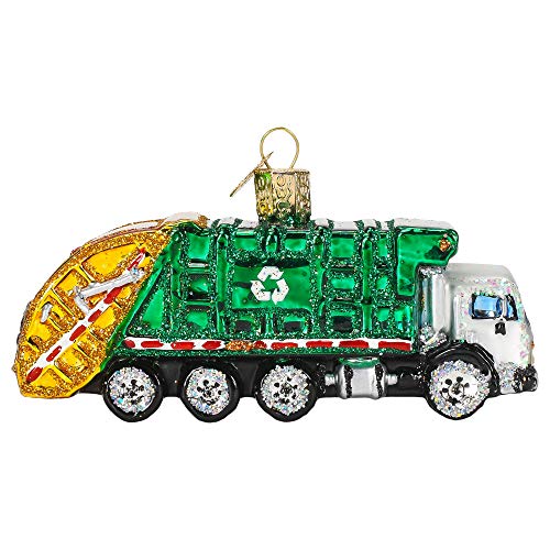 Old World Christmas Ornaments Garbage Truck Glass Blown Ornaments for Christmas Tree