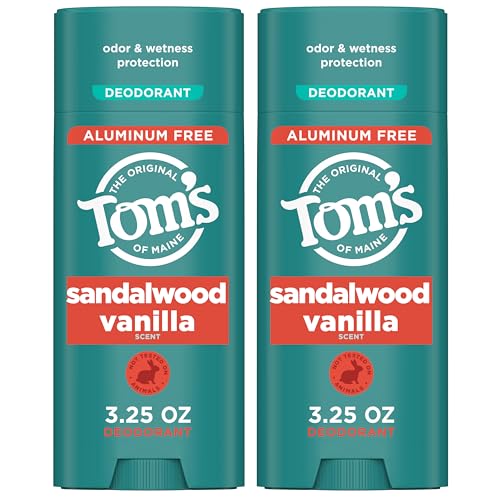 Tom's of Maine Sandalwood Vanilla Aluminum Free Natural Deodorant For Women & Men 3.25 oz (2 Pack)