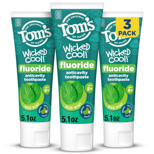 Tom’s of Maine Wicked Cool Kids Fluoride Toothpaste, Mild Mint, 3pk, 5.1 oz