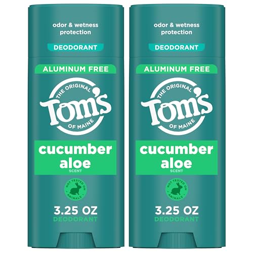 Tom's of Maine Cucumber Aloe Aluminum Free Natural Deodorant For Women & Men 3.25 oz (2 Pack)