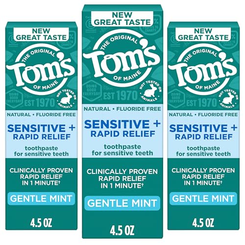 Tom's of Maine Rapid Relief and Sensitive Toothpaste, Mint, 3 Pack, 4.5 oz