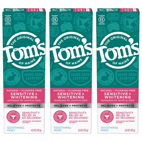 Tom's of Maine Sensitive and Whitening Toothpaste, Mint, 3 Pack, 4 oz