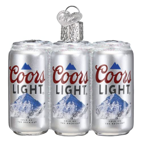 Old World Christmas Coors Light Six Pack Glass Blown Ornament for Christmas Tree, Handcrafted Holiday Decoration, Beer Collection