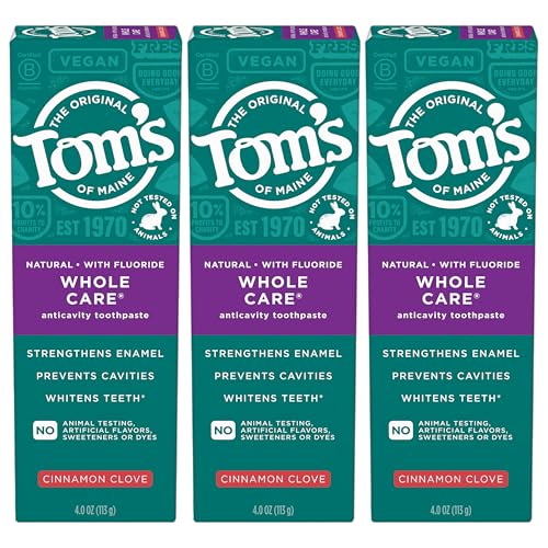 Tom's of Maine Whole Care Natural Fluoride Toothpaste 3 Pack, 4 oz