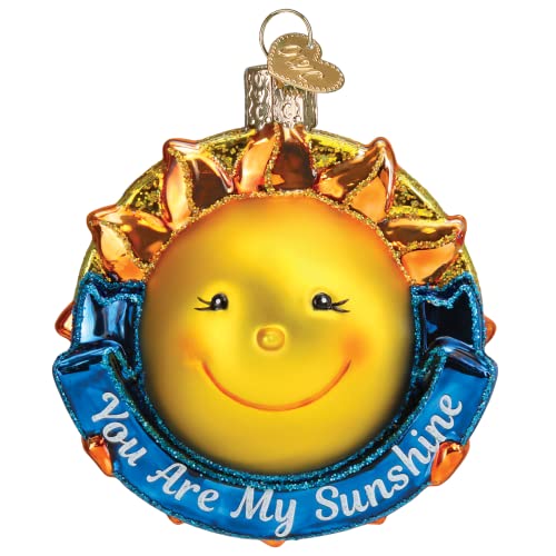 Old World Christmas You are My Sunshine Glass Blown Ornament for Christmas Tree, Handcrafted Holiday Decoration, Sayings Collection
