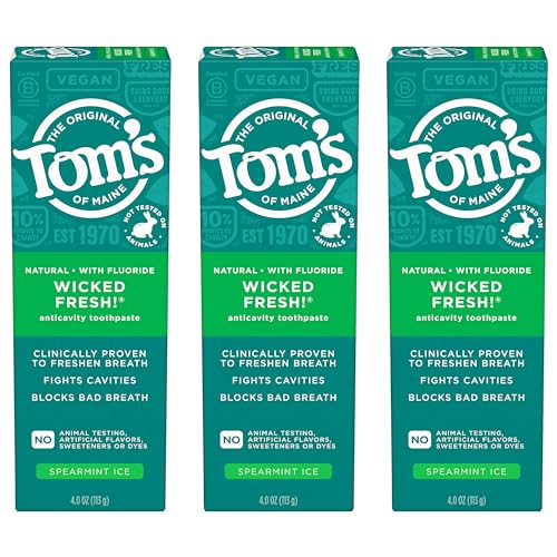 Tom's of Maine Wicked Fresh Fluoride Toothpaste, Spearmint, 3 Pack, 4 oz