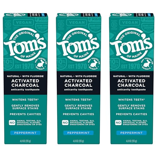 Tom's of Maine Activated Charcoal Fluoride Toothpaste, 3 Pack, 4 oz