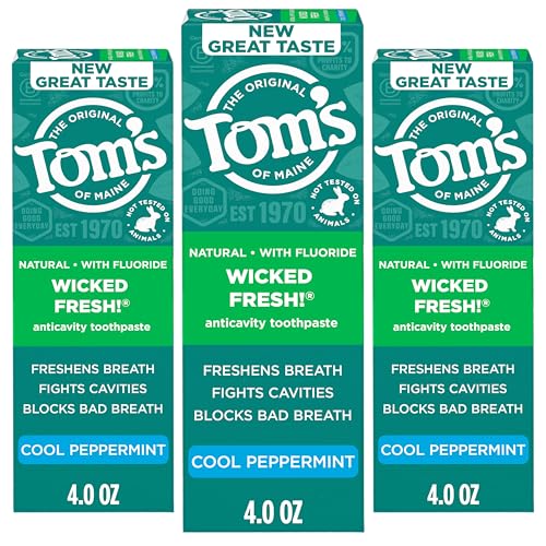 Tom's of Maine Wicked Fresh Fluoride Toothpaste, Peppermint, 3 Pack, 4 oz