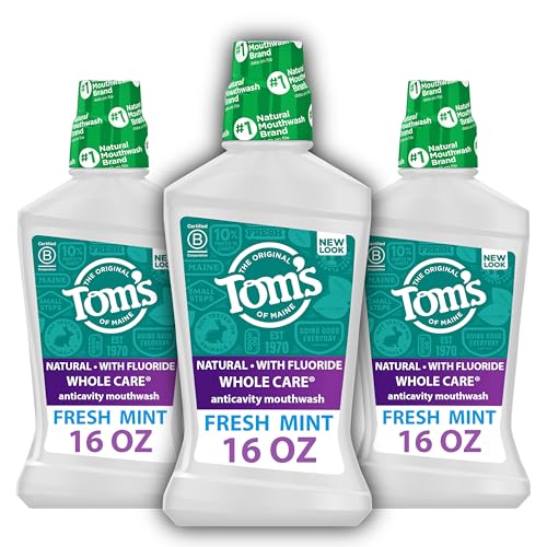 Tom's of Maine Whole Care Natural Anticavity Fluoride Mouthwash 3Pk, 16 oz