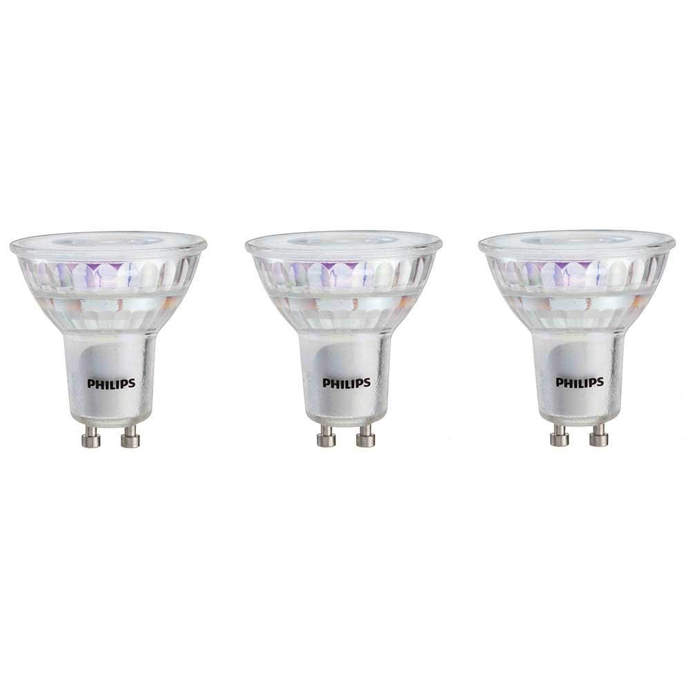 Philips LED GU10 Dimmable Spotlight Bulb - Pack of 3 - 50 Watts, Bright White - Energy Star Certified