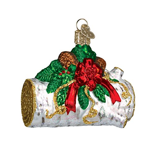 Old World Christmas Yule Log Glass Blown Ornament for Christmas Tree, Handcrafted Holiday Decoration, Holiday Dessert Collection