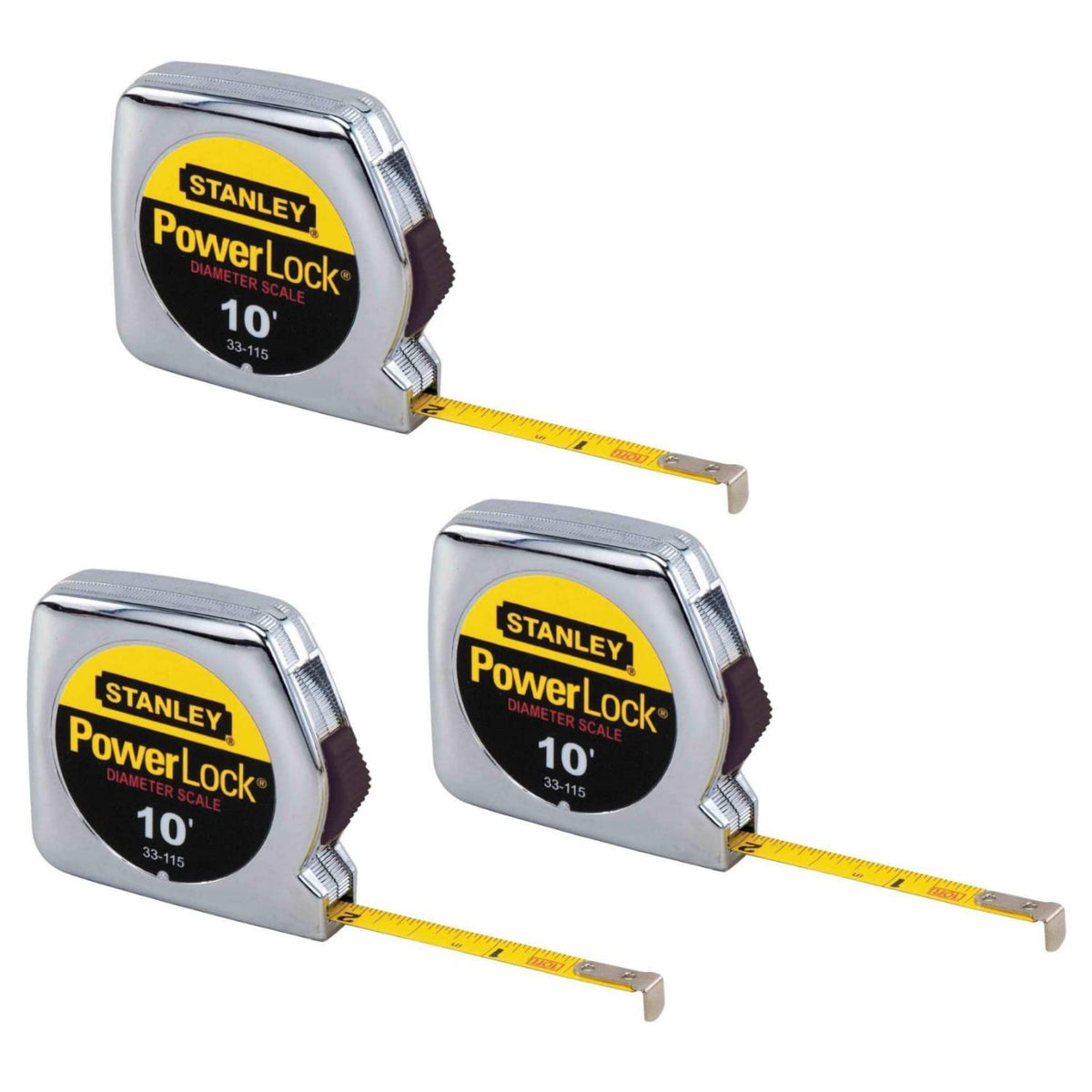 Stanley 33-115 10 ft x 1/4 in PowerLock Pocket Tape Rule (3 Pack)