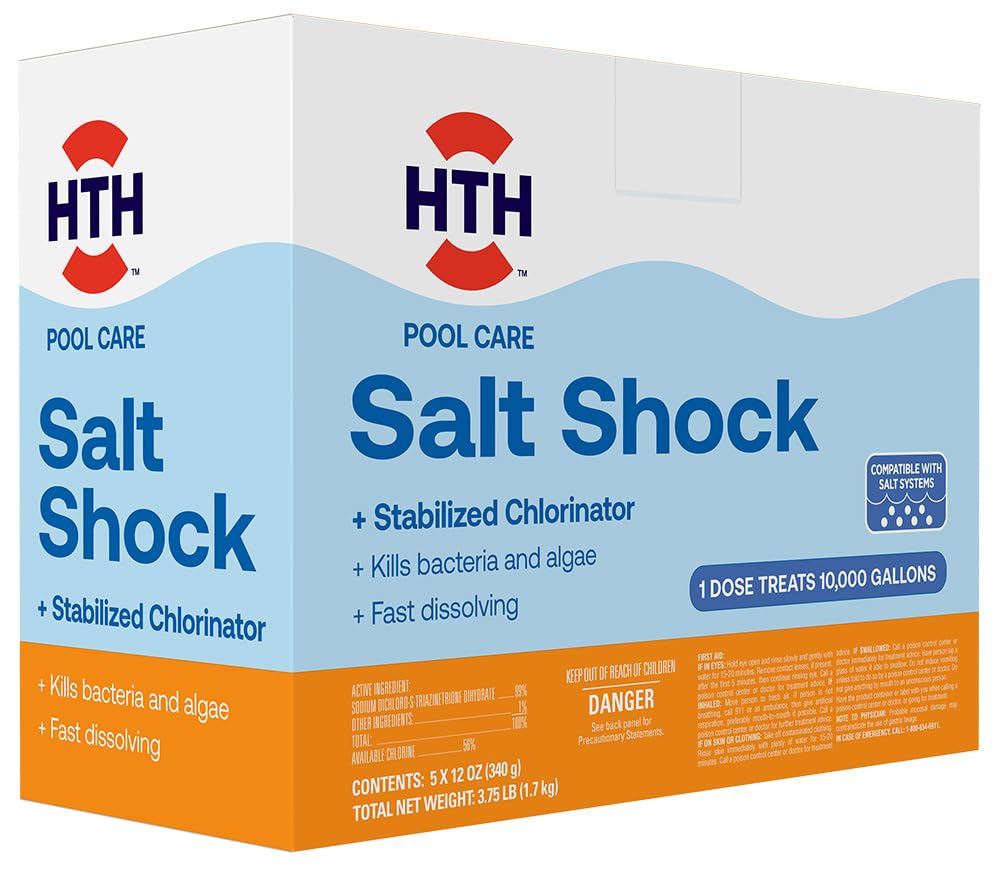 HTH 52047, Swimming Pool Care Salt Shock, 5x12oz Packets
