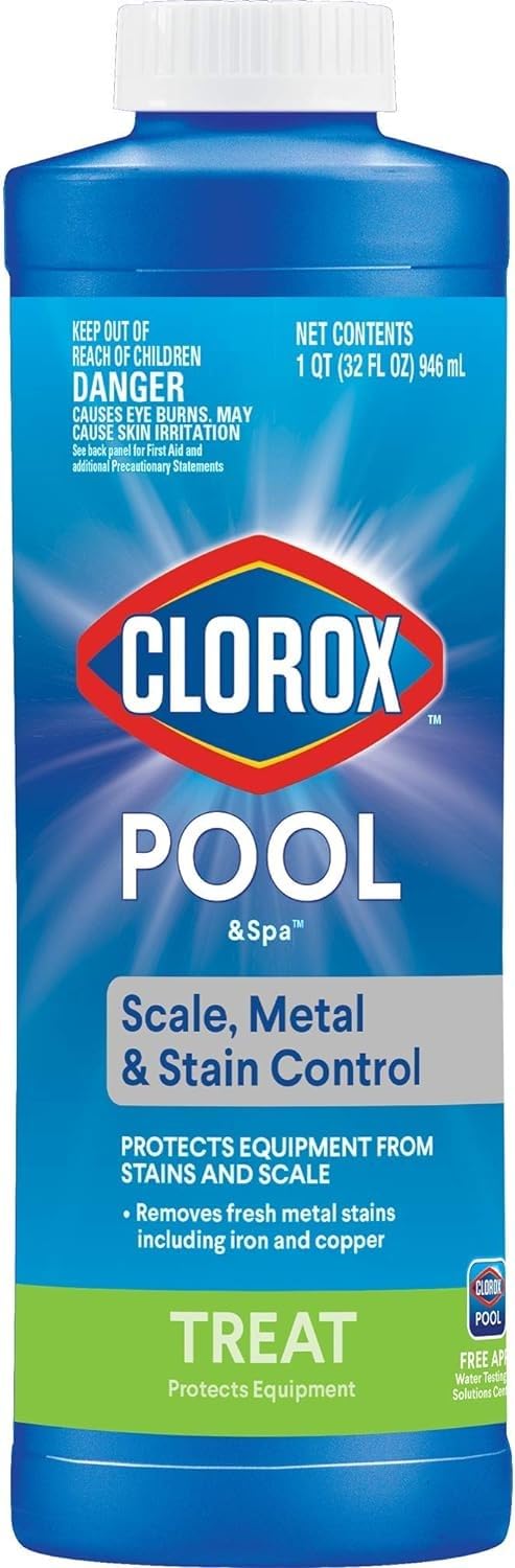 Clorox Pool&Spa Swimming Pool Scale, Metal & Stain Control, 1 Quart (Pack of 1)