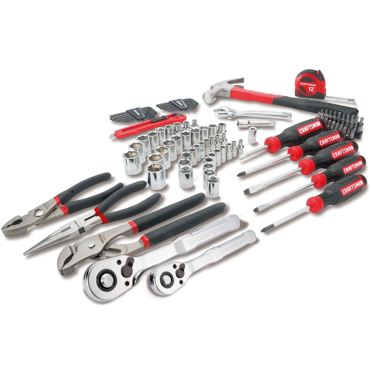 CRAFTSMAN 102-Piece Tool Kit for Home and Car, Hand Tools Set with SAE and Metric Socket Set, Screwdrivers, Wrenches