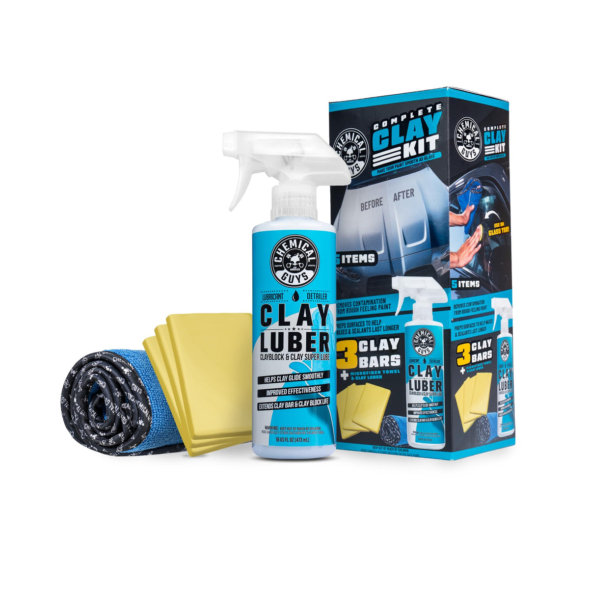 Chemical Guys Complete Clay Bar Kit, Paint Restoration System for Cars