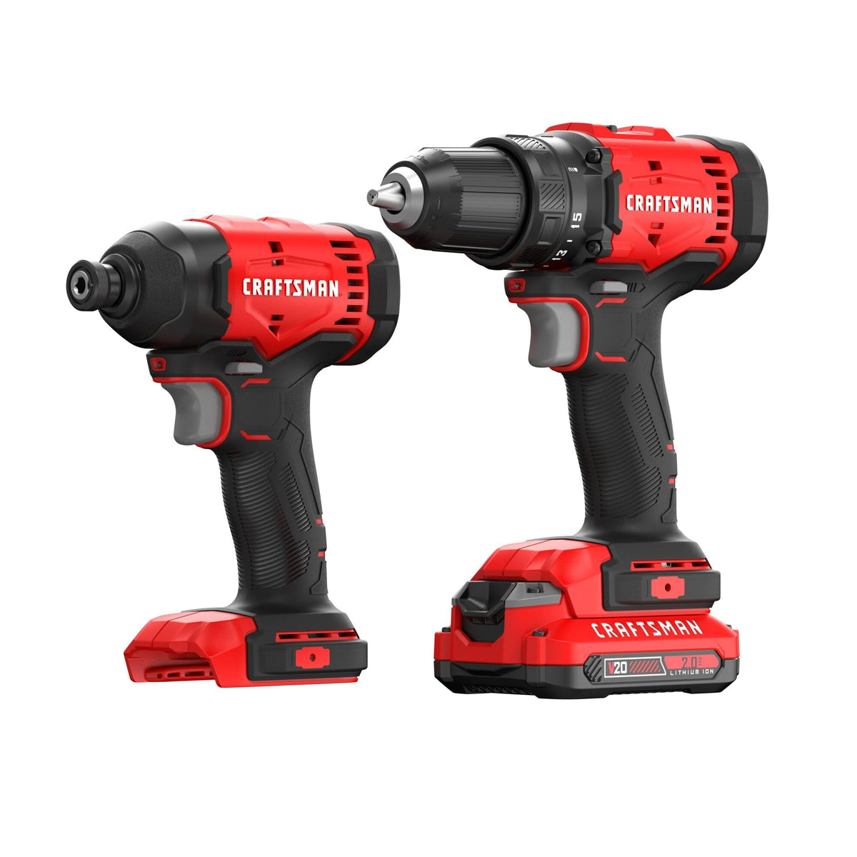 CRAFTSMAN V20 Cordless Drill Set and Impact Driver, Includes 2Ah Battery and Charger, Power Tool Set (CMCK201D1)