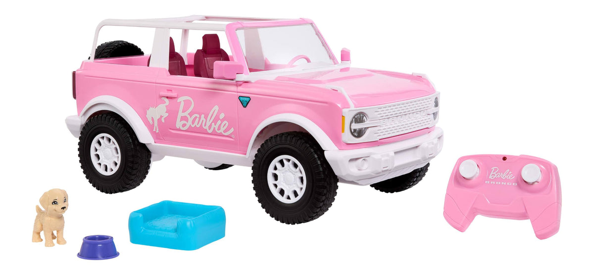 Hot Wheels RC Barbie Ford Bronco, Remote-Control Toy Car with Puppy Accessory