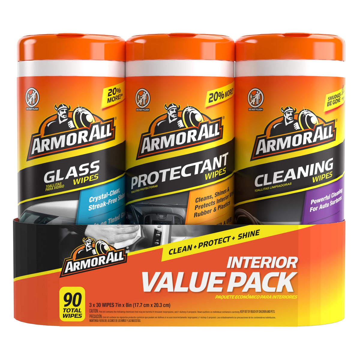 Armor All Car Cleaning Wipes, 90 Ct - Interior, Protectant & Glass Wipes