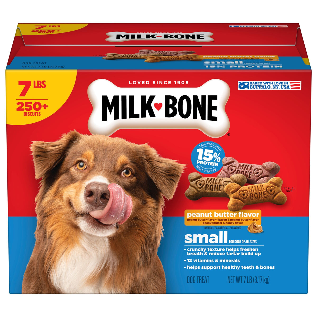 Milk-Bone Peanut Butter Flavor Biscuits, Small Dog Treats, 7 Lb