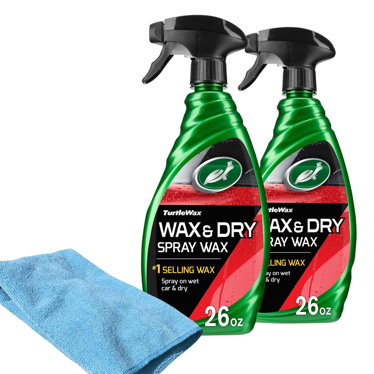 Turtle Wax Wax & Dry Spray Car Wax, 26 oz 2-Pack with Microfiber Towel