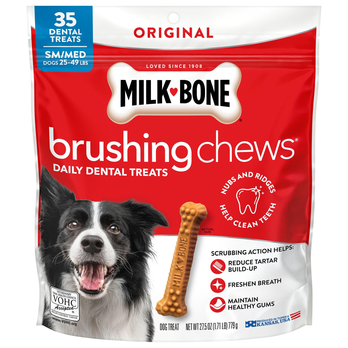 Milk-Bone Brushing Chews, Small/Medium, Original Flavor, 35 Dental Treats, 27.5-oz bag