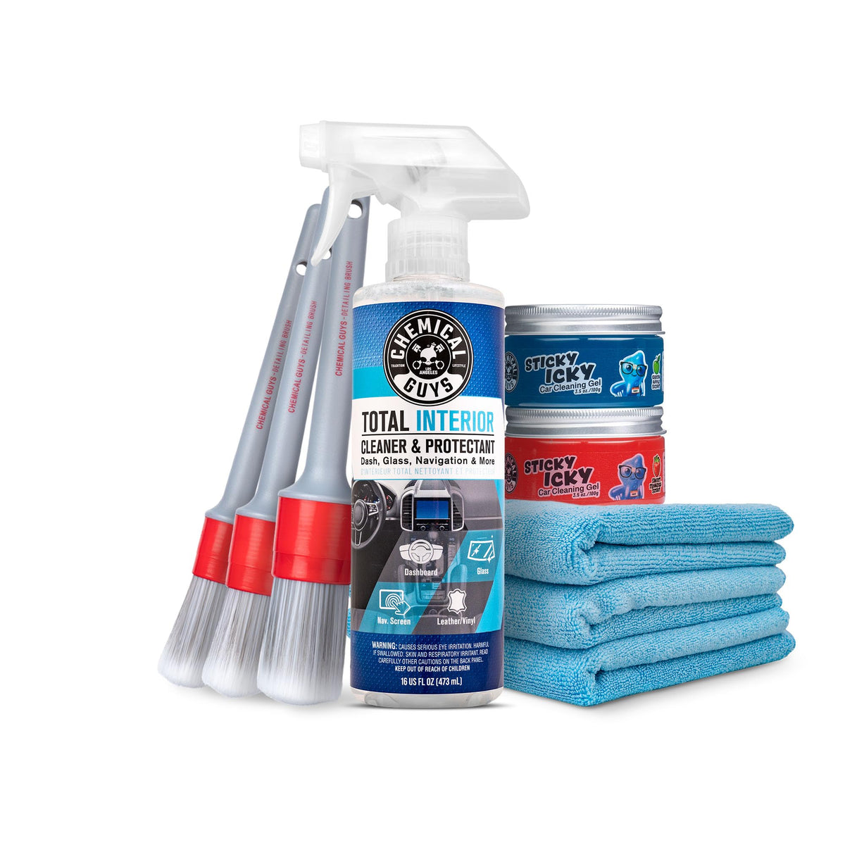 Chemical Guys 9-Piece Interior Car Cleaning Kit, Cleaner, Gel, Brushes