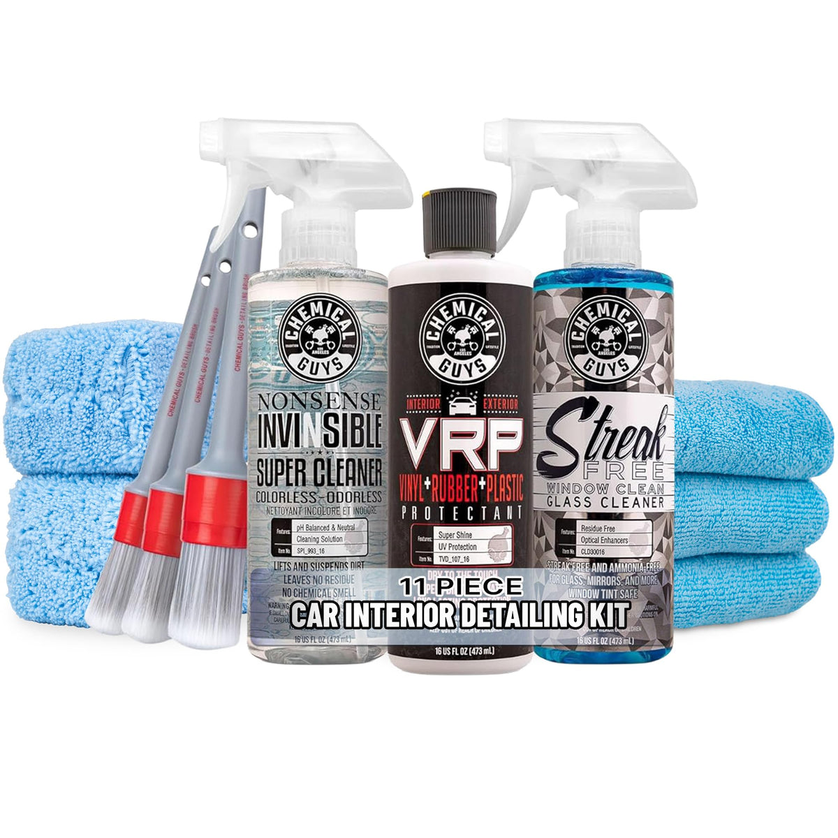 Chemical Guys 11-Piece Interior Car Detailing Kit, VRP, Nonsense & Glass
