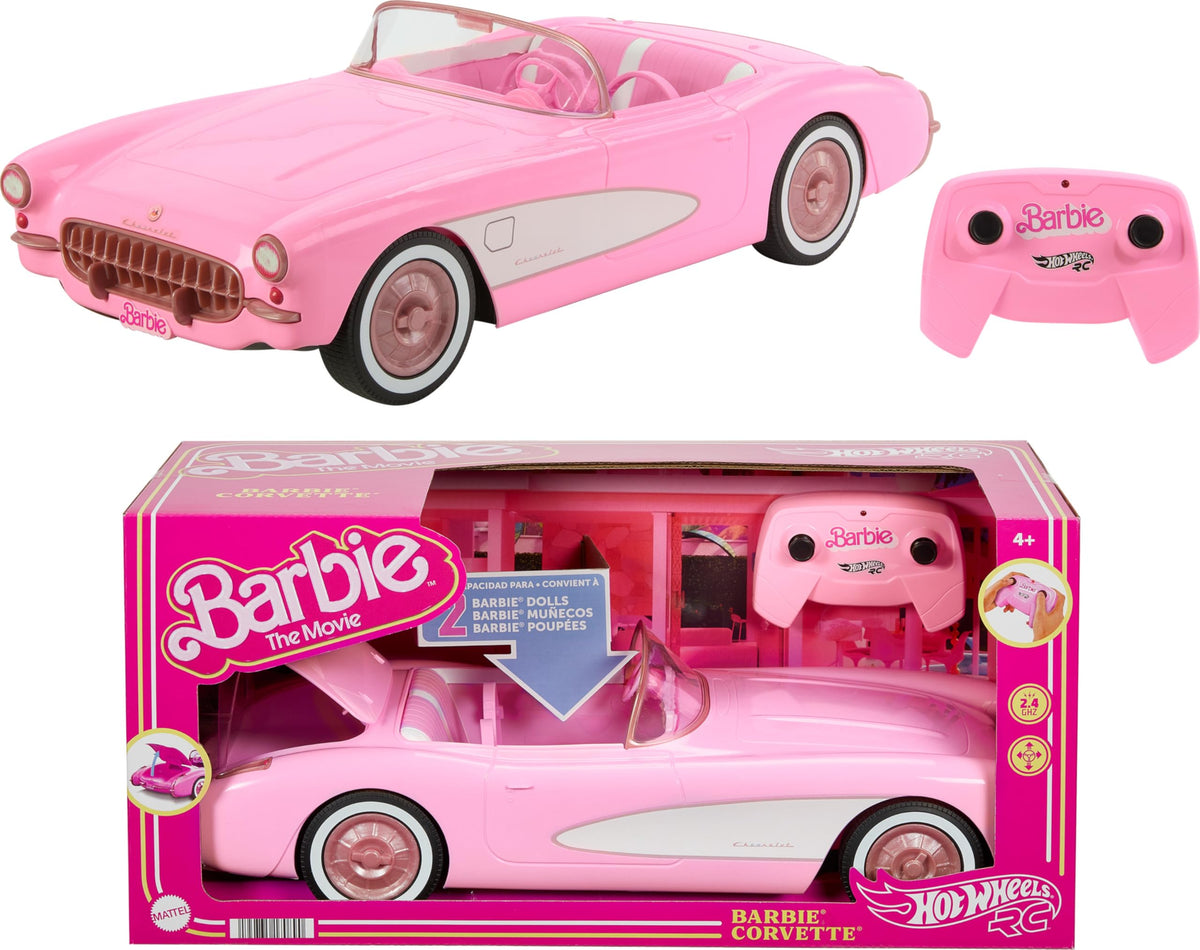 Hot Wheels Barbie RC Corvette from the Movie, Remote-Control Toy Car, Battery-Operated