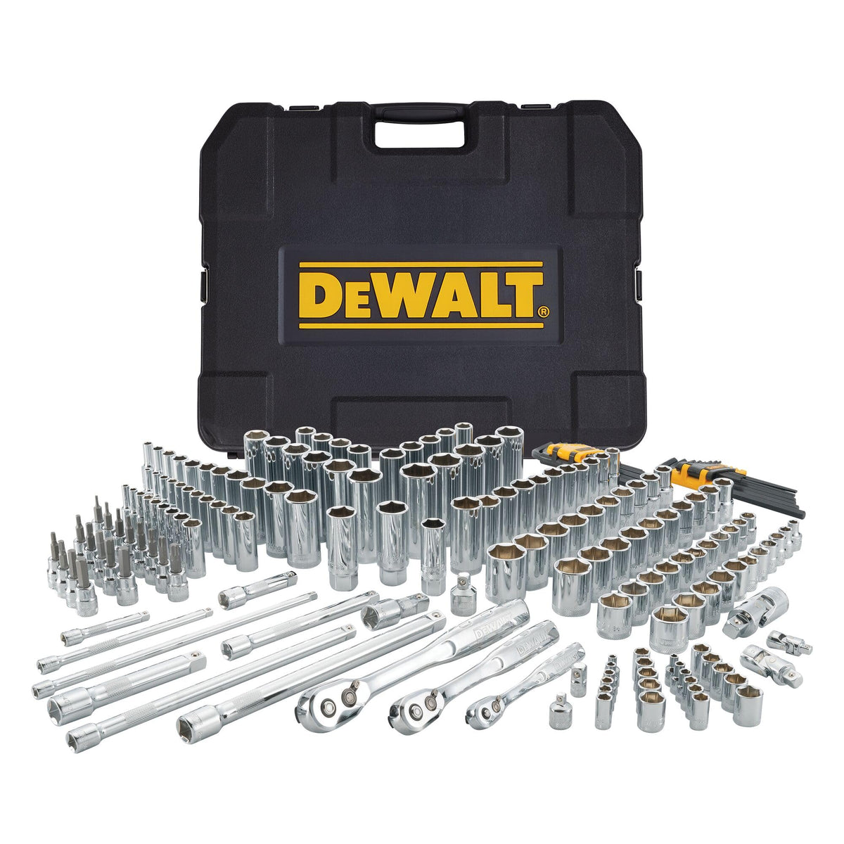 DEWALT 192 Pcs Mechanics Tool Set, 1/2, 1/4, 3/8 Socket Set, SAE and Metric, Hard Shell Tool Box (DWMT75000)