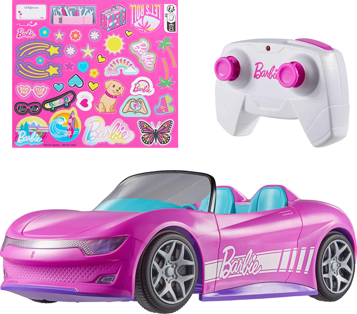Hot Wheels Barbie RC Toy Car, Remote-Control Pink Convertible