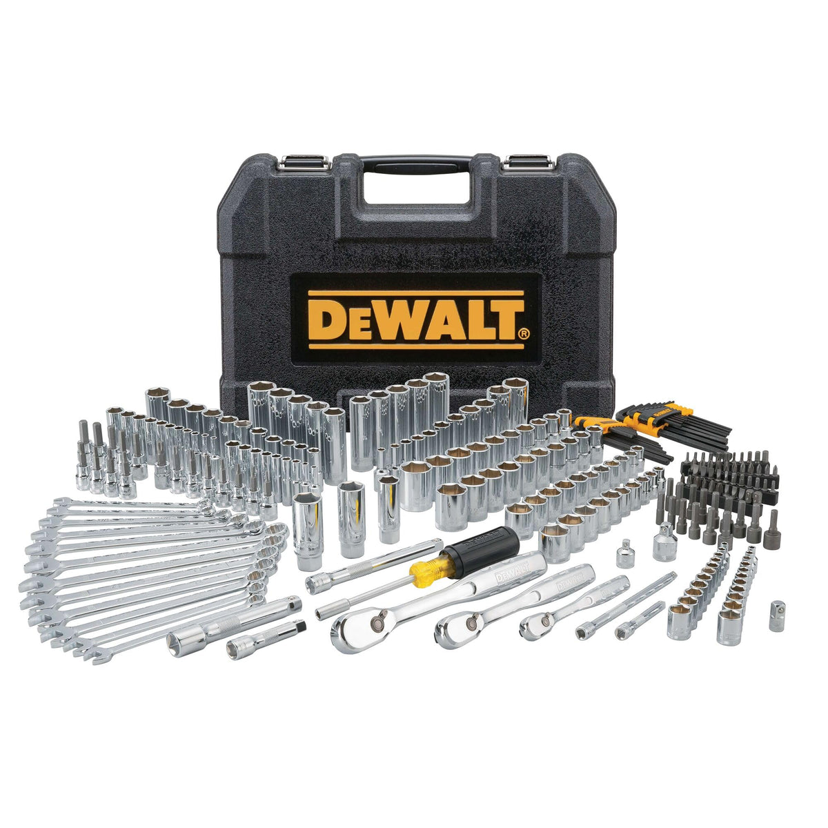 DEWALT Mechanic Tool Set, 247-Piece, 1/4 in., 3/8 in. and 1/2 in. Drive, SAE, Ratchets, Sockets, Hex Keys
