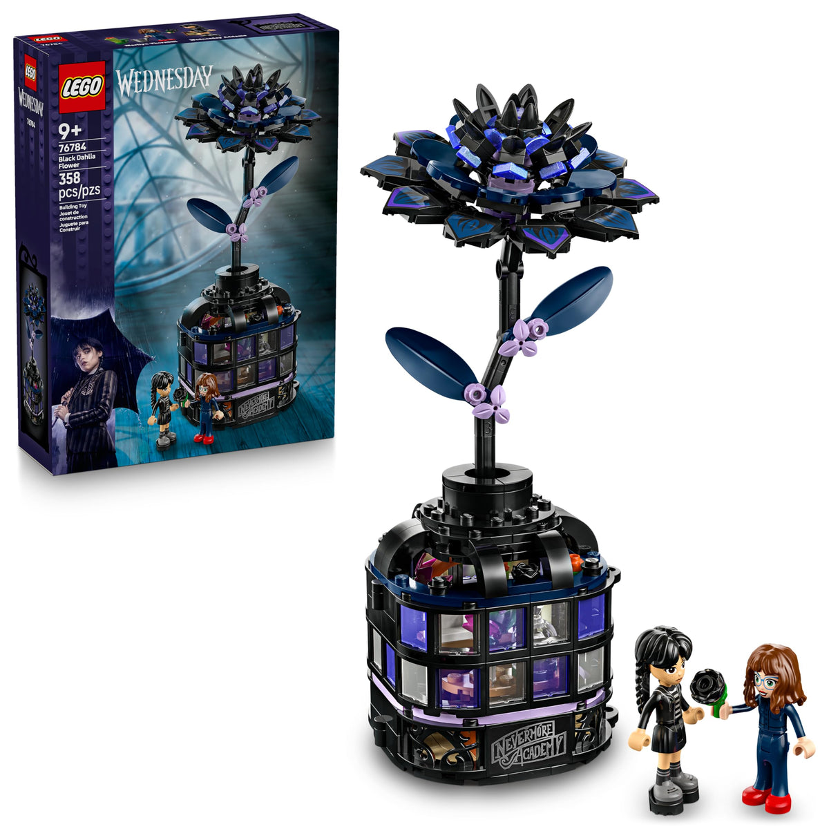 LEGO Wednesday Black Dahlia Flower Building Toy - Pretend Play Set for Ages 9+ with Wednesday Addams