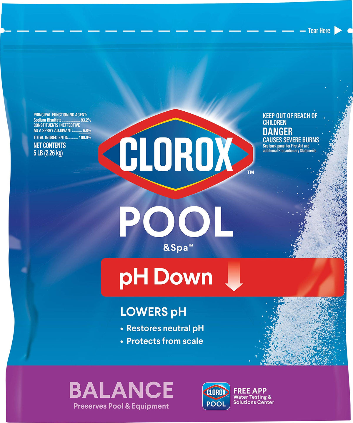 Clorox Pool&Spa Swimming Pool pH Down, Lowers pH, Protects Against Eye and Skin Irritation, 5LB (Pack of 1)