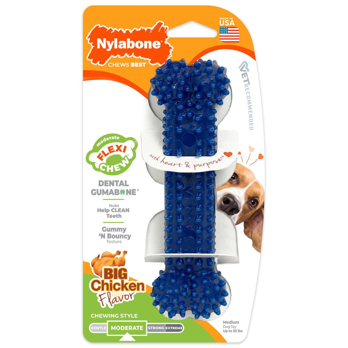 Nylabone Flexi Chew Dental Gumabone Dog Chew Toy, Chicken Flavor, Medium
