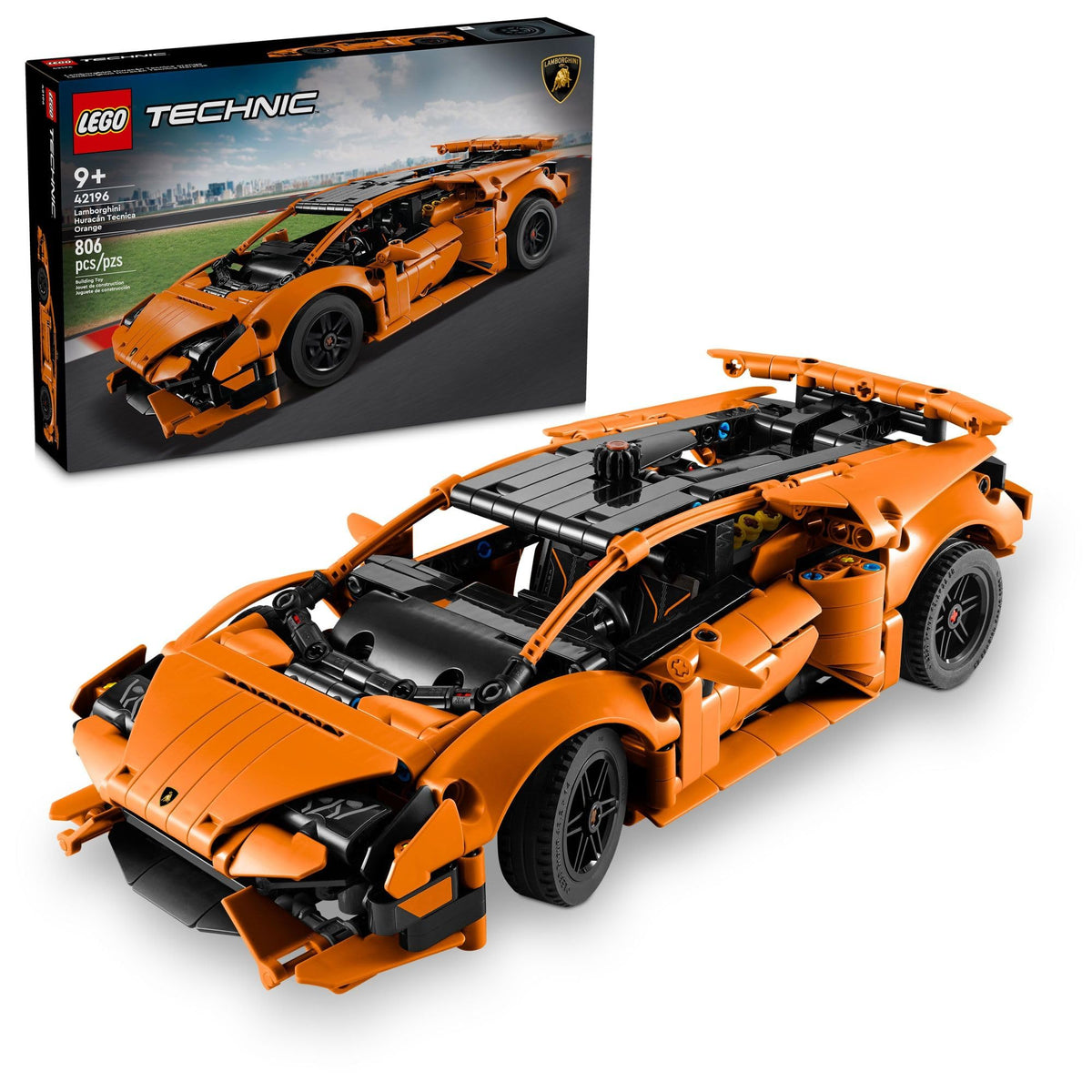 LEGO Technic Lamborghini Huracan Tecnica Orange Toy Car - Building Toys for Kids, Ages 9+